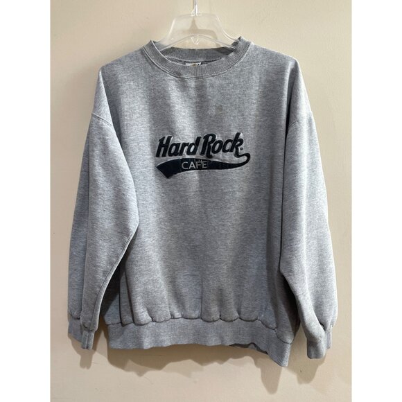 VTG Hard Rock Cafe Amsterdam Crew Neck Sweatshirt Mens XL Gray Puff Print 90's - Picture 1 of 9